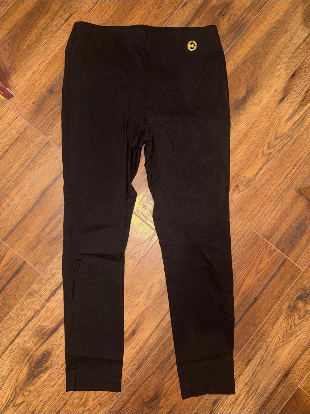Michael Kors Black Leggings with Gold MK Accent